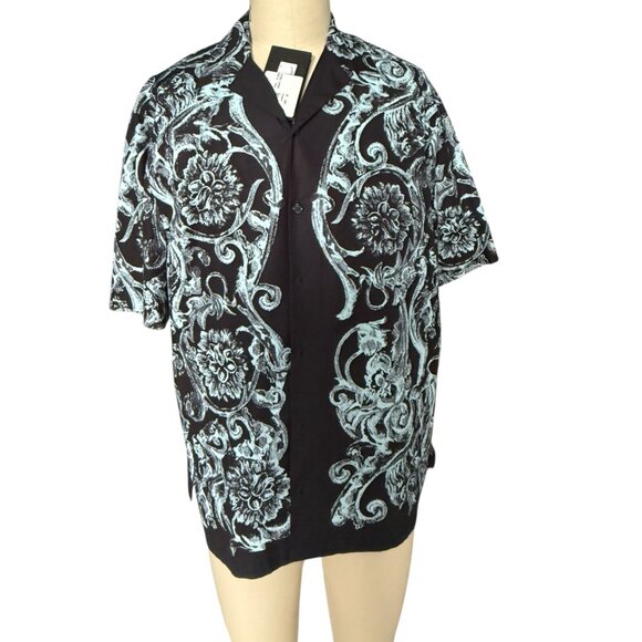 Versace INFORMAL SHIRT BAROQUE MINT PRINT POPLIN FABRIC - Picture 5 of 13